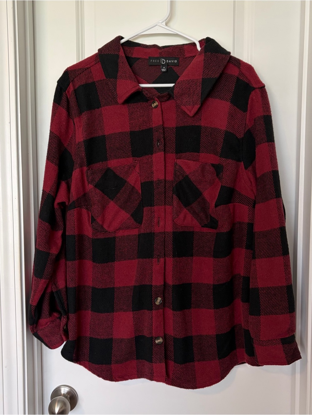 Fred David Red and Black Plaid Top
 Size 1X